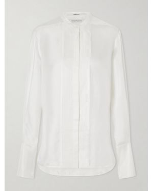 Another Tomorrow Tuxedo Silk-Twill Shirt - White
