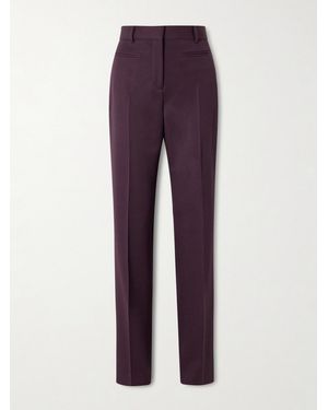 Veronica de Piante Pleated Grain De Poudre Wool Flared Trousers - Purple