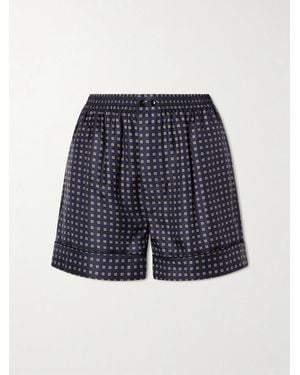 Saint Laurent Printed Silk-Twill Shorts - Blue