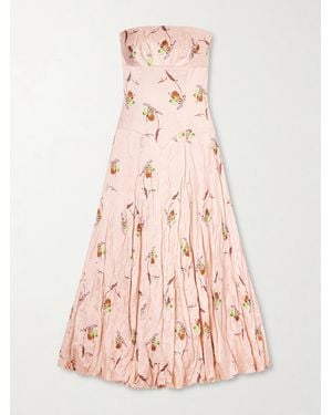 Emilia Wickstead Printed Crinkle-Satin Midi Dress - Pink