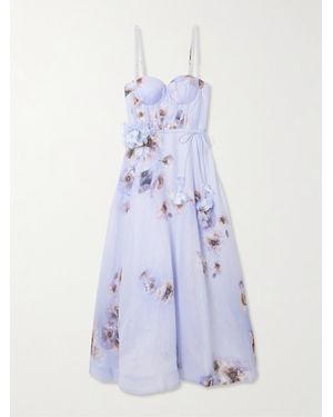 Zimmermann Lilac Linen And Silk Dress - Blue