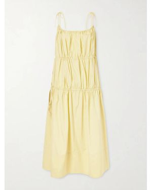 LIBEROWE Ella Tiered Cotton And Silk-Blend Midi Dress - Yellow