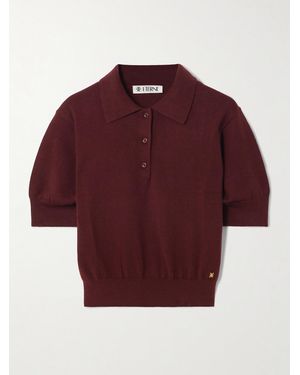 ÉTERNE Journey Embellished Cashmere Polo Shirt - Red
