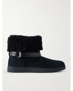 Isabel Marant Nolyz Buckled Leather And Shearling-Trimmed Suede Ankle Boots - Black