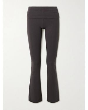 Skims Stretch-Cotton Jersey Foldover Pants - Gray