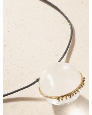 Marisa Klass Leandra Medine Cohen 18-Karat, Quartz, Diamond And Leather Necklace - Natural