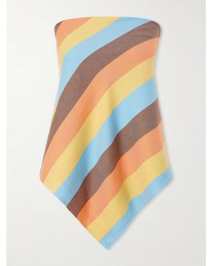 Marrakshi Life The Triangle Strapless Striped Cotton-Blend Top - Orange