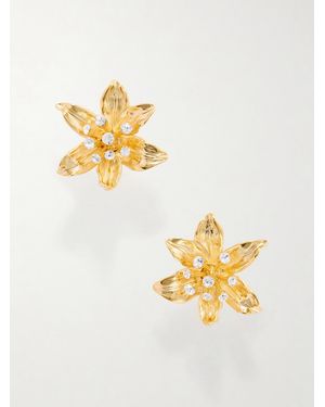 Oscar de la Renta Lily Crystal-Embellished-Tone Earrings - Metallic