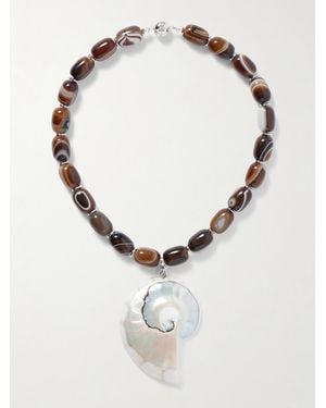 Julietta Collier En Métal Argenté, Résine Et Coquillage Firenze - Neutre