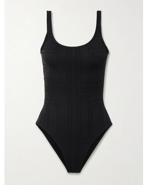 TOTEME Badeanzug Aus Geripptem Recyceltem Pointelle-Strick - Schwarz