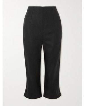 Faithfull the Brand Capri Cropped Linen Slim-Leg Pants - Black
