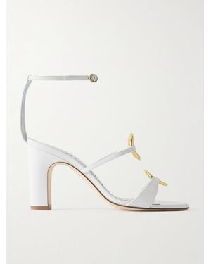 Manolo Blahnik Hisfahan 90 Leather Sandals - White