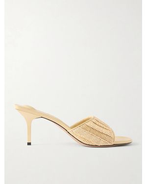 Jacquemus Raffia-Effect Leather Sandals - Natural