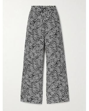 Matteau Polka-Dot Silk Crepe De Chine Track Pants - Gray