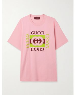 Gucci Oversized-T-Shirt Aus Baumwoll-Jersey Mit Print - Pink