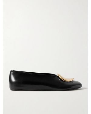 Jil Sander Embellished Leather Ballet Flats - Black