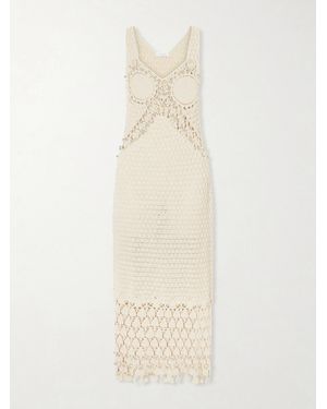 Rabanne Embellished Crocheted Cotton Midi Dress - Natural