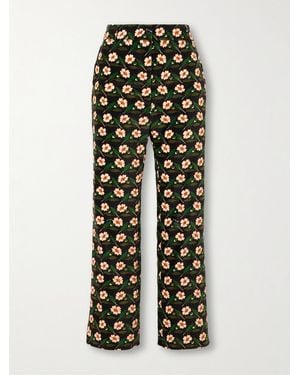 La DoubleJ 24/7 Verkürzte Hose Mit Schmalem Bein Aus Bedrucktem Samt - Grün