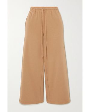 Vince Cropped Cotton-Jersey Wide-Leg Trousers - Natural