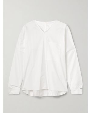 Tibi Oversized Cutout Cotton-Poplin Shirt - White