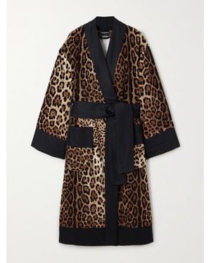 Dolce & Gabbana Leopard-Print Cotton-Terry Robe - Black
