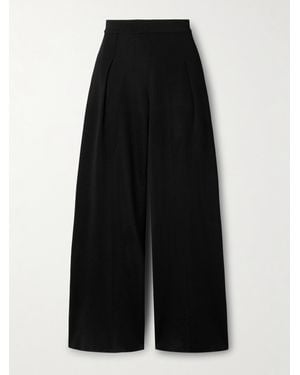 High Sport Gene Pleated Stretch-Knit Wide-Leg Trousers - Black