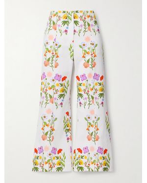 Borgo De Nor Yves Cropped Cotton-Blend Piqué Flared Trousers - White