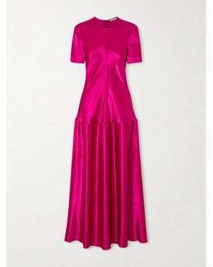 FFORME Clodia Pleated Textured-Satin Maxi Dress - Pink