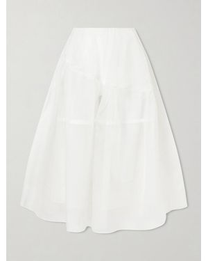 Simone Rocha Layered Pleated Silk-Organza Midi Skirt - White