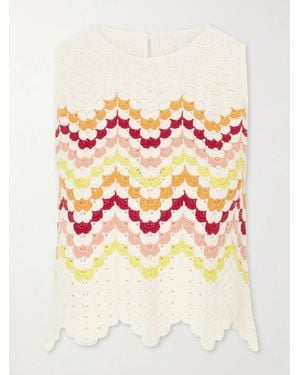 Escvdo Cuenca Striped Crocheted Cotton Tank - Pink