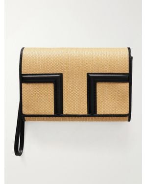 TOTEME Travel Leather-Trimmed Raffia Shoulder Bag - Natural