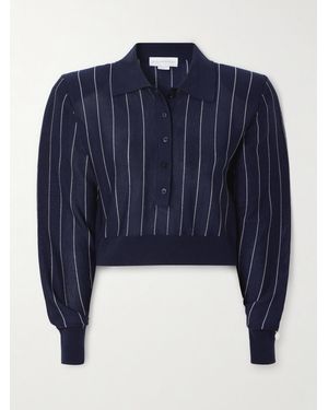 Stella McCartney Pinstriped Wool Polo Shirt - Blue