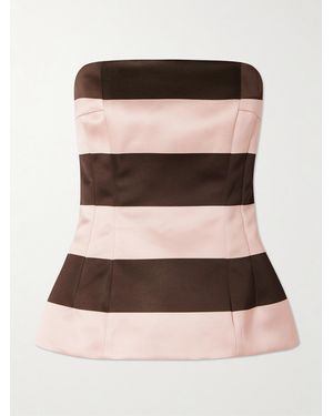 Emilia Wickstead Kerina Striped Strapless Duchesse-Satin Top - Pink
