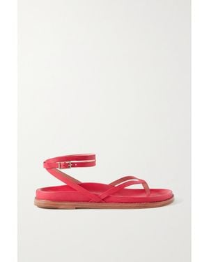 Porte & Paire Leather Sandals - Red