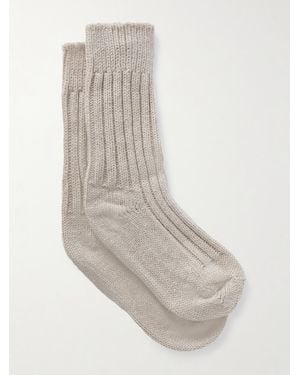 The Elder Statesman Yosemite Ribbed Cashmere Socks - White