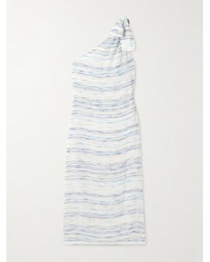 Lisa Marie Fernandez Asymmetrisches Maxikleid Aus Gestreifter Gaze Aus Einer Leinenmischung - Weiß