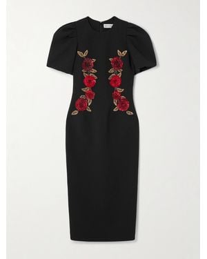 Rebecca Vallance Rosetta Embellished Cady Midi Dress - Black