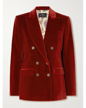 Etro Double-Breasted Cotton-Blend Velvet Blazer - Red