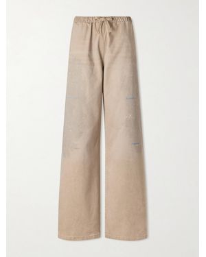 Acne Studios Plott Paint-Splatter Cotton-Twill Wide-Leg Pants - Natural