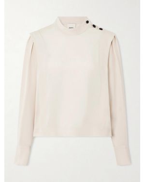 Isabel Marant Felissa Pleated Satin-Crepe Blouse - Natural
