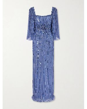Jenny Packham Sequin-Embellished Tulle Gown - Blue