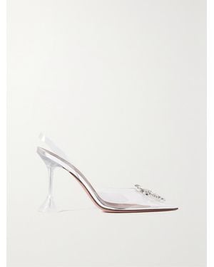 AMINA MUADDI Begum Crystal-Embellished Pvc Slingback Pumps - White