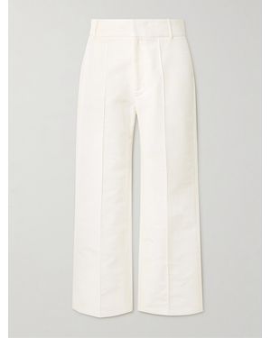 D'Estree Yoshitomo Pleated Cotton-Blend Faille Straight-Leg Trousers - White