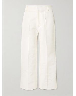 D'Estree Pantalon Droit En Faille De Coton Mélangé À Plis Yoshitomo - Blanc