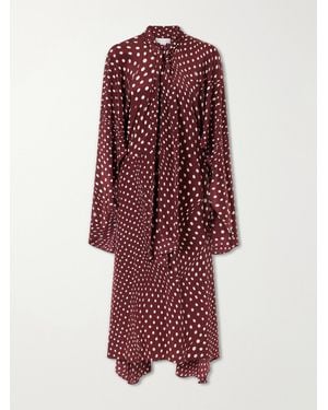 Stella McCartney Tie-Detailed Draped Polka-Dot Silk Midi Dress - Red