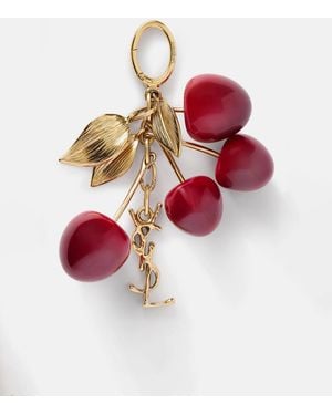 Saint Laurent Tone And Resin Keychain - Rouge
