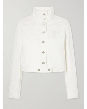 Courreges Reedition Cropped Logo-Embroidered Denim Jacket - White