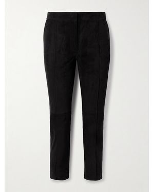 Alex Perry Cropped Slim-Leg Suede Trousers - Black