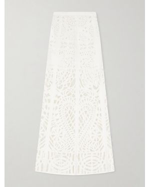 Emporio Sirenuse Rita Brisé Embroidered Cotton Midi Skirt - White