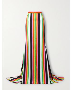 Christopher John Rogers Striped Crepe Maxi Skirt - White